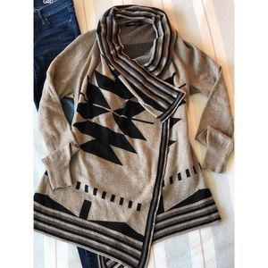 Tribal Print Open Front Sweater/Cardi